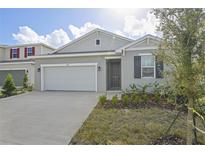 Gray house with a two-car garage and a landscaped front yard at 1738 Carnelian St, Deland, FL 32720