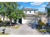 Two-story house with a large driveway and well-maintained lawn at 4603 Cumbrian Lakes Dr, Kissimmee, FL 34746