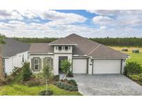 Two-story house with gray roof, white walls, and a two-car garage at 389 Mosaic Blvd, Daytona Beach, FL 32124