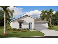 One-story home with white exterior and blue door at 2212 Green Valley Ln, Daytona Beach, FL 32124