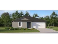 One story home with gray siding, white garage door, and landscaped lawn at 2307 Scarlet Ave, Winter Haven, FL 33884