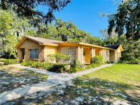Brick ranch home with landscaped yard and mature trees at 250 W New York Ave, Orange City, FL 32763