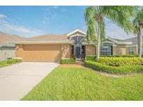 Single story house with attached garage and manicured lawn at 5411 Canna Ct, Port Orange, FL 32128