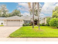 One-story house with a two-car garage and palm trees at 6225 Cranberry Dr, Port Orange, FL 32127