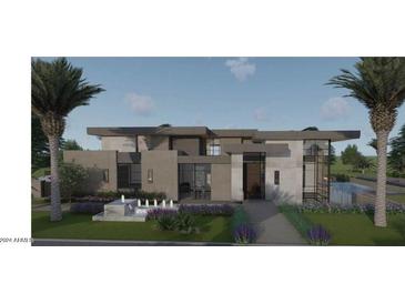 Modern home exterior with a sleek design and landscaping at 6879 E Palma Vita Dr, Paradise Valley, AZ 85253