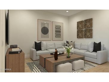 Modern living room with sectional sofa and stylish coffee table at 18720 N 101St St # 3019, Scottsdale, AZ 85255