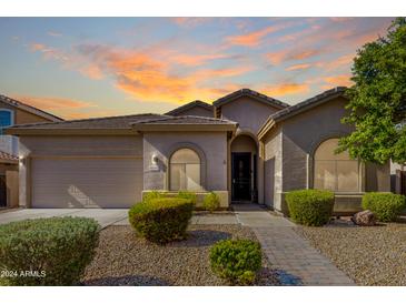 One-story home with a landscaped yard and walkway at 43502 W Kramer Ln, Maricopa, AZ 85138
