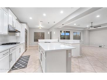 Open kitchen with large island and stainless steel appliances at 32029 N 20Th Ln, Phoenix, AZ 85085