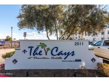 The Cays at Downtown Ocotillo luxury condos sign at 2511 W Queen Creek Rd # 425, Chandler, AZ 85248