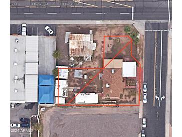 Aerial view showing a large lot with multiple buildings at 1202 S 14Th St, Phoenix, AZ 85034