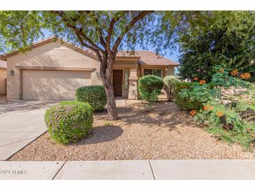Single-story house with a landscaped front yard and a two-car garage at 10722 W Jefferson St, Avondale, AZ 85323