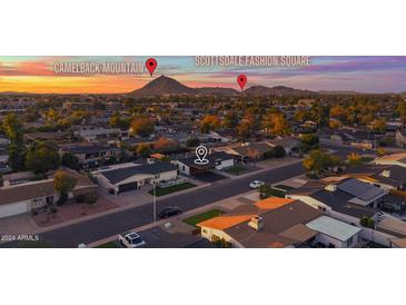 Aerial view showing home near Camelback Mountain and Scottsdale Fashion Square at 3102 N 81St Pl, Scottsdale, AZ 85251