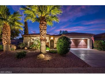 Single story home with landscaped yard and two car garage at 23228 N Gaviota Dr, Sun City West, AZ 85375