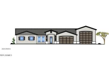 New construction home with 3 car garage and Spanish-style architecture at 2303 S 337Th Ave, Tonopah, AZ 85354