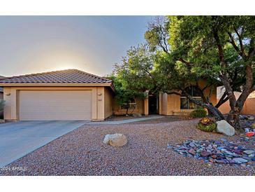 Single-story home with a two-car garage and desert landscaping at 3846 N Kings Peak --, Mesa, AZ 85215
