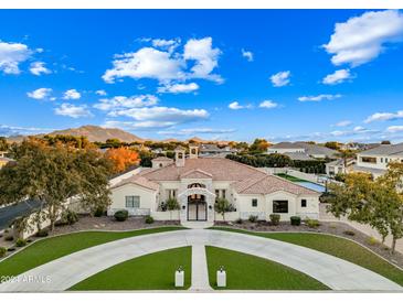Luxury estate home with a large front yard and mountain views at 2335 E Plum St, Gilbert, AZ 85298