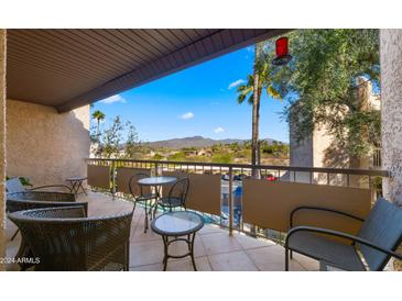 Spacious balcony with mountain views and patio furniture at 7402 E Carefree Dr # 310, Carefree, AZ 85377