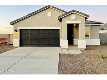 One-story home with a two-car garage and neutral color scheme at 12078 E Aster Ln, Florence, AZ 85132