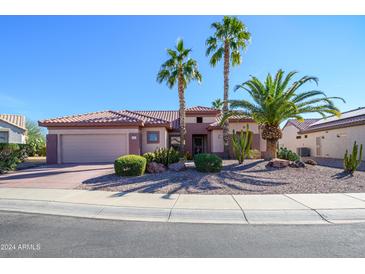 Single-story home with desert landscaping and a two-car garage at 20229 N Sundance Way, Surprise, AZ 85374