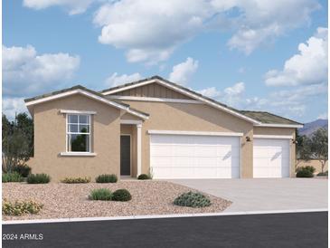 Charming single-story home with a three-car garage and desert landscaping at 46904 W Old Timer Rd, Maricopa, AZ 85139