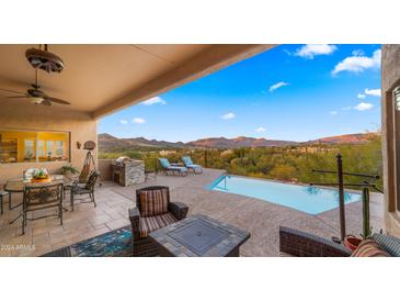 Stunning pool and patio with mountain views at 5640 E Miramonte Dr, Cave Creek, AZ 85331