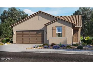 One-story home with two-car garage and desert landscaping at 41895 W Hospitality Ln, Maricopa, AZ 85138