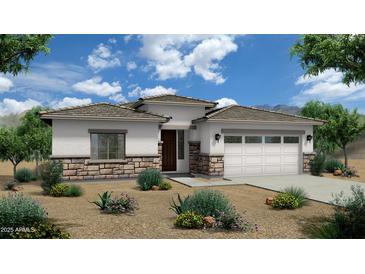 One-story home with stone accents and a two-car garage at 2518 N Pony Ln, Casa Grande, AZ 85122
