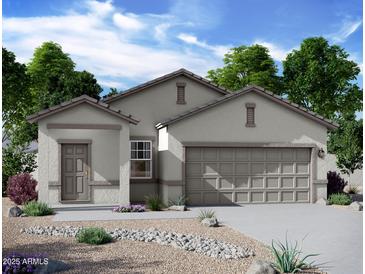 Single-story house with a two-car garage and desert landscaping at 13137 E Verbina Ln, Florence, AZ 85132