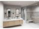 Spa-like bathroom with double vanity, large shower, and modern fixtures at 6932 E 1St St, Scottsdale, AZ 85251