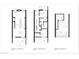 3-level floor plan including kitchen, living room, bedrooms, and rooftop deck at 6932 E 1St St, Scottsdale, AZ 85251