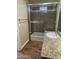 Bathroom with granite countertop, shower, and tile flooring at 10100 N 78Th Pl, Scottsdale, AZ 85258