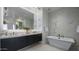 Spa-like bathroom featuring a double vanity, soaking tub, and marble accents at 37200 N Cave Creek Rd # 2120, Scottsdale, AZ 85262