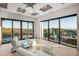 Relaxing living room with floor-to-ceiling windows showcasing scenic mountain views at 9204 E Grapevine Pass, Scottsdale, AZ 85262