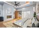 Main bedroom with fireplace and a modern design at 38152 N 109Th St, Scottsdale, AZ 85262