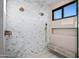 Large walk-in shower with geometric patterned tile and dual shower heads at 38152 N 109Th St, Scottsdale, AZ 85262