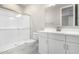 Clean bathroom with white vanity, toilet and shower at 18741 E Elizar Dr, Gold Canyon, AZ 85118