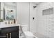 Modern bathroom with subway tile shower and updated vanity at 2033 W Sunnyside Ave, Phoenix, AZ 85029
