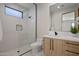 Modern bathroom with frameless glass shower and vanity at 29646 N 109Th Pl # 128, Scottsdale, AZ 85262
