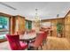 Formal dining room with wood paneling and a chandelier at 7175 E Camelback Rd # 704, Scottsdale, AZ 85251