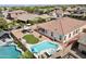 Aerial view showcasing a house with a pool and spa at 17750 W Pershing St, Surprise, AZ 85388