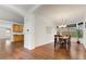 Dining room with hardwood floors, a chandelier, and views to the kitchen at 3260 E Mead Dr, Gilbert, AZ 85298