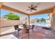 Patio with seating area, ceiling fan, and pool view at 1247 E Marketplace Se Way, Phoenix, AZ 85048