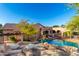 Aerial view of a luxurious pool and backyard at 3831 E Huber St, Mesa, AZ 85205