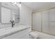Clean bathroom with a shower/tub combo and granite countertop at 7930 E Camelback Rd # 506, Scottsdale, AZ 85251