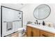 Simple bathroom with a walk-in shower and a modern vanity at 7113 E Mcdonald Dr, Paradise Valley, AZ 85253