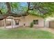 Backyard features a covered patio and a large shade tree at 30200 N Desert Willow Blvd, San Tan Valley, AZ 85143