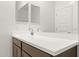 Double vanity with modern faucets and spacious countertop at 24003 W Mohave St, Buckeye, AZ 85326