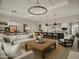 Open concept great room with a spacious living area, kitchen island and dining area at 5755 S Joshua Tree Ln, Gilbert, AZ 85298