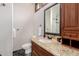 Bathroom with granite countertop and shower at 6215 E Turquoise Ave, Paradise Valley, AZ 85253