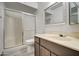 Nice bathroom featuring a shower/tub combo and updated vanity at 4443 W Solano S Dr, Glendale, AZ 85301